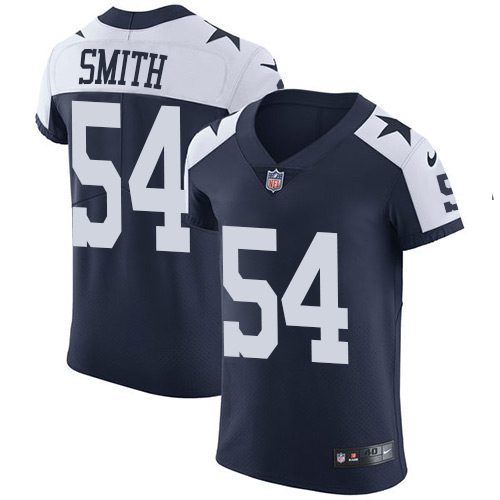 Nike Cowboys #54 Jaylon Smith Navy Blue Thanksgiving Men's Stitched NFL Vapor Untouchable Throwback Elite Jersey - Click Image to Close